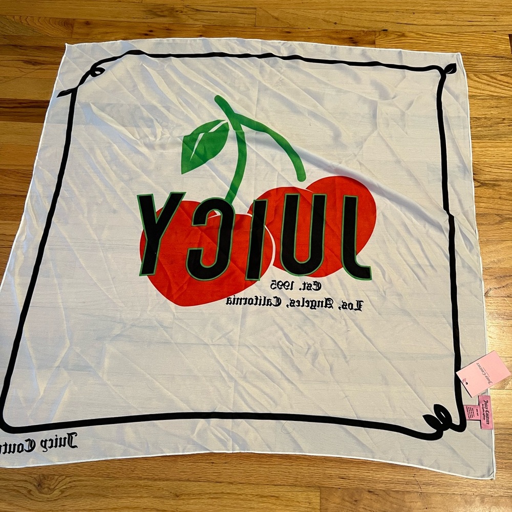 Silk White, Red & Green Fashion Scarf - Picture 5 of 7